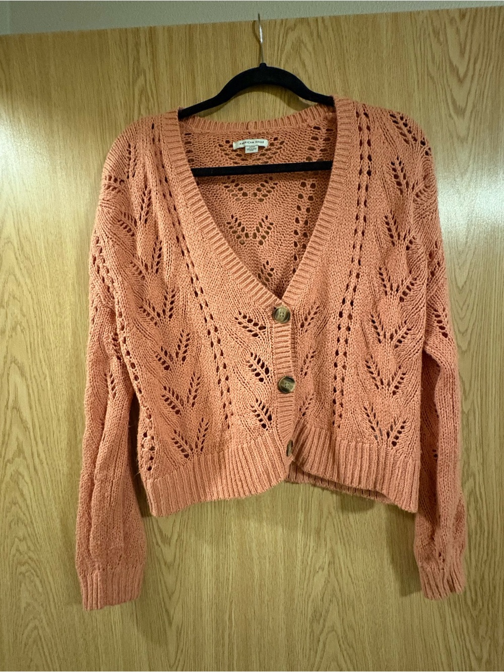 American Eagle Peach Crochet Sweater